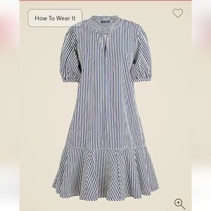 NWT J.Crew Women's Delilah dress in striped cotton poplin Sz M $109